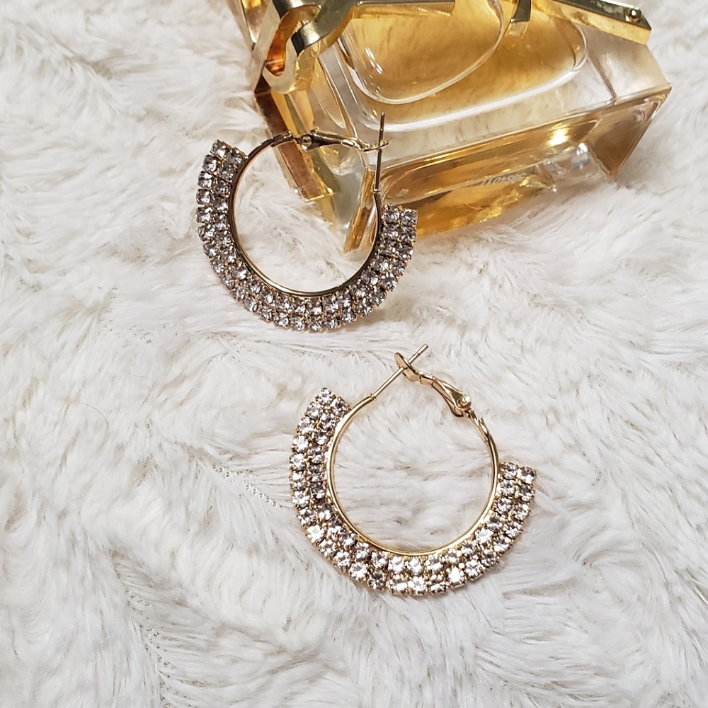 Gold Plated Cubic 💎 Zirconia Hoops